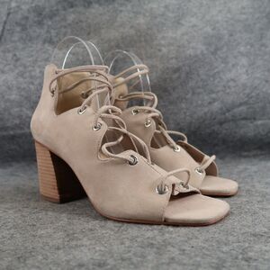 Vince Camuto Shoes Women 7 Sandal Block Heel Leather Nahara Lace Up Fashion Tan